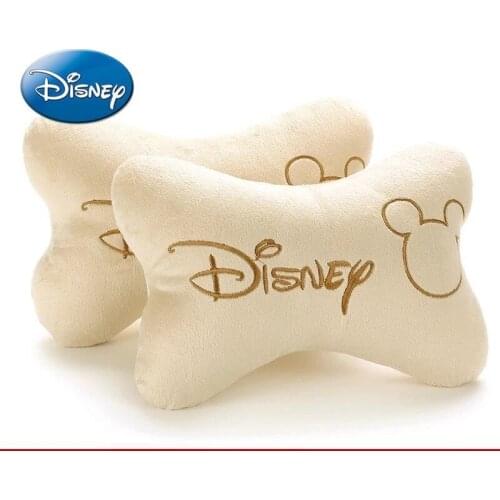 Disney Mickey Cute Cartoon Car Headrest Neck Pillow Car Pillow Seat Backrest Lumbar Support Four-piece Set