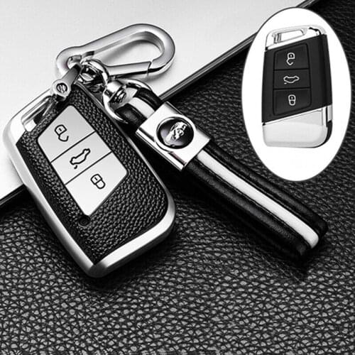 TPU Leather Car Key Cover For VW Volkswagen Magotan Passat B8 Skoda Superb Kodiaq A7 Smart Keychain Remote Fob Protector Case