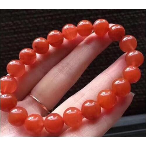 Beautiful free shipping Full Meat South 10mm Jade bracelets Original Natural Baoshan Persimmon Red Agate