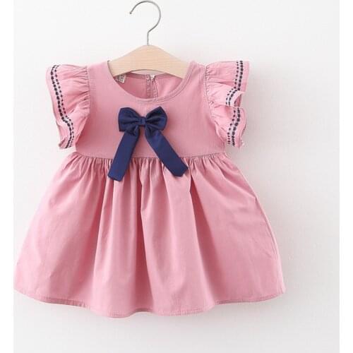 Summer Girls Kids Princess Bow Dress Sweet Children Baby Infants Ruffles Sleeveless Dresses Vestidos Sundress S12236