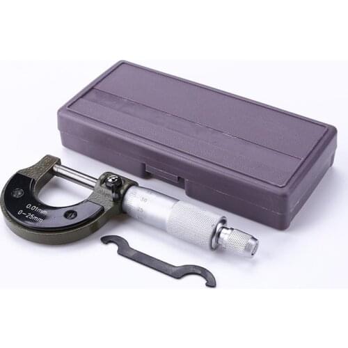 Carbon Steel Outside Micrometer Gauge Vernier Caliper Measuring Tool Professional Micrometer Gauging Tools 0-25mm/0.01MMCarbon S