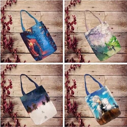IVYYE Gintama Style Fashion Anime Foldable Canvas Shopping Bag Casual Shoulder Bags Customized Handbag New