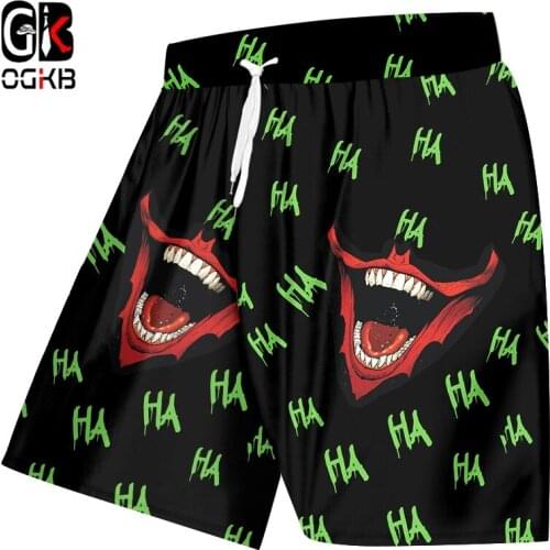 OGKB 3d Joker Print Creative Joker Haha Funny Mens Shorts Beach Casual Streetwear Shorts Boardshorts Oversized Dropshipping