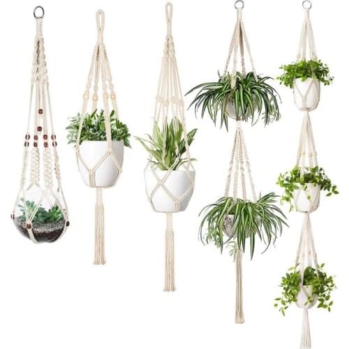 Macrame Plant Hanger Set Of 5 Indoor Wall Hanging Planter Basket Flower Pot Holder Boho Home Decor