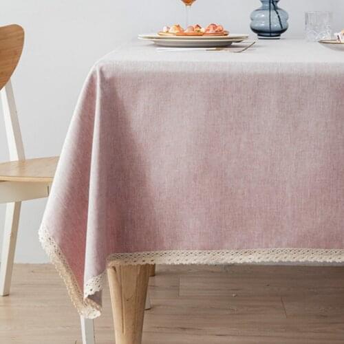 Nordic Rectangular Tablecloth Waterproof Oil-Proof And Scald-Proof Disposable Cotton Linen Lace Desk Simple Table Runner 8 Color