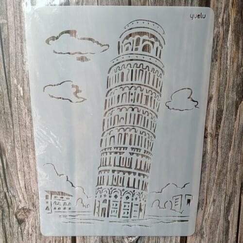 A4 Size DIY Craft Chain Tower Stencil for Painting on Wood,Fabric,Walls Art Scrapbooking Stamping Album Embossing Paper Cards