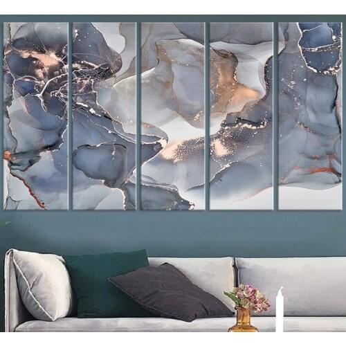 Nordic Light Luxury Grey Marble Texture Wall Art Prints Abstract Cloud Canvas Painting Pictures Posters for Bedroom Home Decor