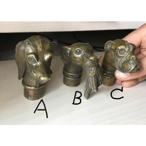 Old Bronze Hand Carved Skull Statue Cane Walking Stick Head Three shape selection A B C height about 6.7, 6.8, 7.5cm