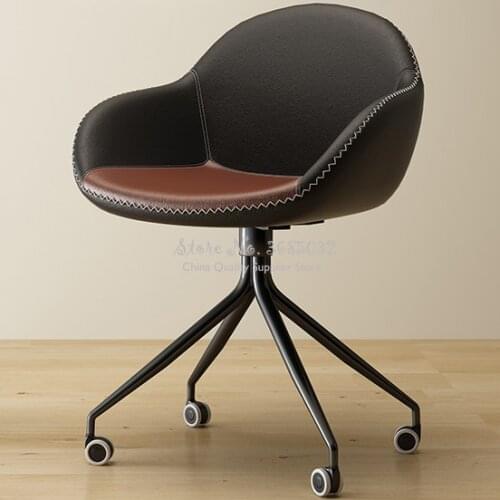 Steel Leg Office Chairs with Wheels Home Living Room Comfortable Lazy Sofa Leisure Swivel Metalic Boss Chairs Office Furniture