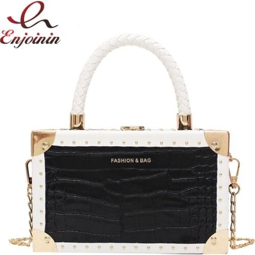 Woven Handle Box Style Women Fashion Purses and Handbags Stitching Color Shoulder Bag Crossbody Bag Ladies Clutch Bag Tote Bag