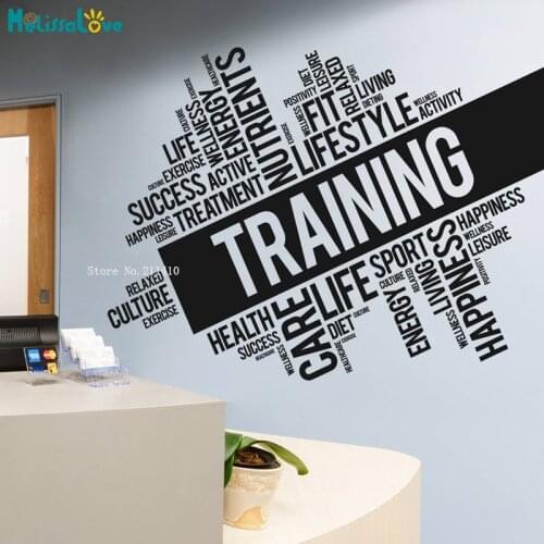 Training Fitness Wall Decals Training Inspirational Words Quote Sticker Motivation Interior Decor Art Mural Fit Lifestyle YT1192