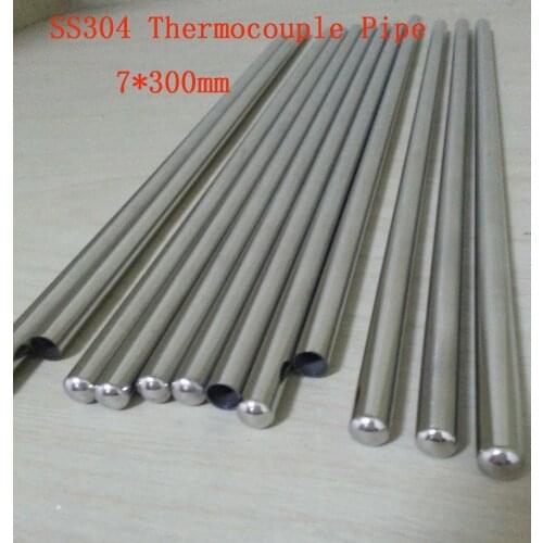 Customized 7*300mm Grade A Quality SS304 One End Closed Stainless Steel Pipes Thermocouple Protection Tube 22 pcs / lot