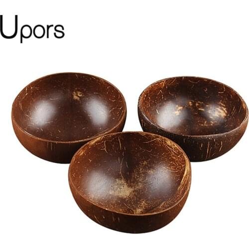 UPORS Eco Friendly Organic Coconut Bowl Natural Durable Hand Made Vegan Serving Coconut Bowls from Reclaimed Coconut Shell 1pcs