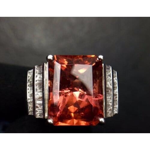 Tourmaline Ring Pure Platinum 900 Gold AU750 100% Natural Tourmaline Gemstones 10.88ct Female Rings for Women Fine Ring