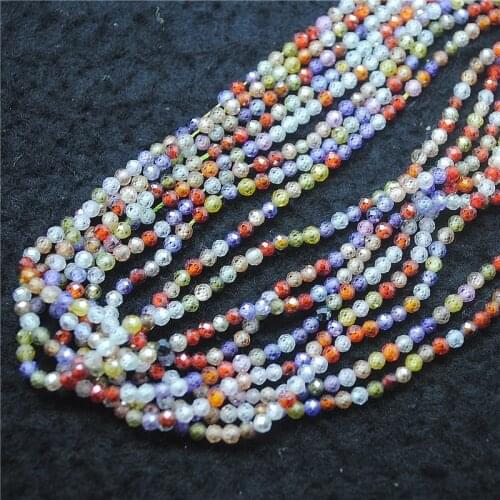 1 String Nature Zircon Stone Beads Faceted Round Ball For Womens Bracelets Making Accessories 3MM 4MM Free Shipping Wholesale