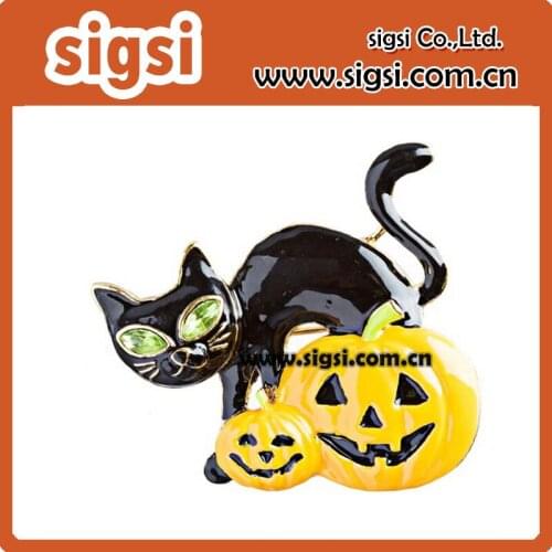 100pcs/lot Halloween Pendant Enamel Black Cat and Pumpkin Face Pendant