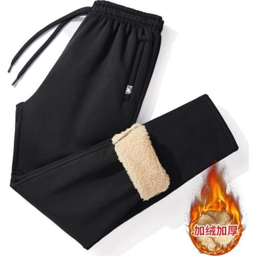 2020 Autumn Fleece Jogger Mens Pants Sports Loose Straight Pant Male Winter Warm Velvet Sweatpants Harem Tracksuit Plus Size 5XL