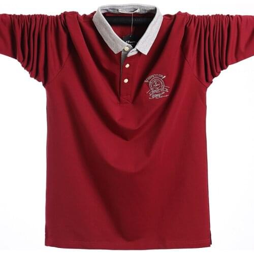 2021 New Men Autumn and Spring Embroidery Cotton Brand Polo Shirt Lapel Leisure Slim Business Mens Polo Shirt Plus Size M-5XL