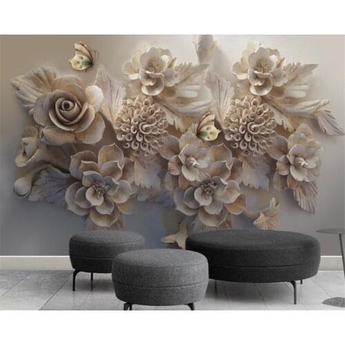 Beibehang Custom wallpaper murals home decor embossed flowers butterfly silk mural 3d living room bedroom TV sofa 3d wallpaper