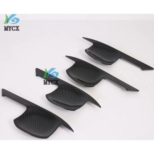 For Hyundai Tucson 2019 2020 Carbon Fiber Style Door Handle Bowl Cover Cup Cavity Trim Insert Catch Molding 4pcs