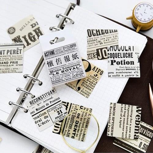 45pcs/box Nostalgic Newspaper Pocket Label Stickers Diary Decoration Mini DIY Scarpbooking Sticker Stationery