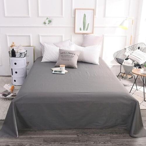 50 Cotton Pure Color Flat Sheet Bedding Set Bed Linens Fitted Sheet Queen/ King Size Gray Black White Bed Set40