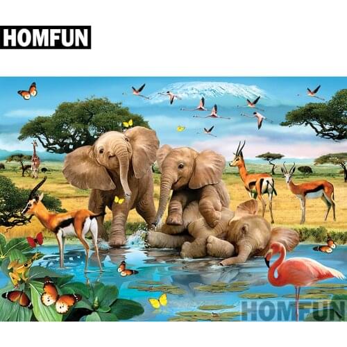 HOMFUN Full Square/Round Drill 5D DIY Diamond Painting "Animal Paradise" 3D Embroidery Cross Stitch 5D Home Decor A00770