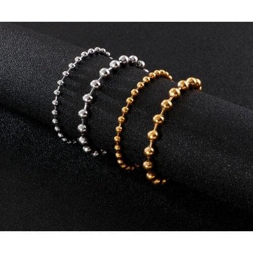 4/8mm 316L Stainless Steel Bracelet Round Bead Beans Link Chain Bracelet For Mens Women Jewelry S Gold Bracelets Bangles