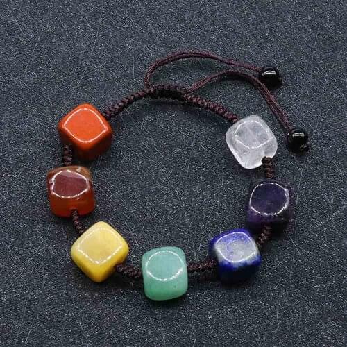 Natural block Stone 7 Chakra Reiki Women Bracelets Amethysts Ctrines Healing Balance Meditation Quartz Bracelets 1pc