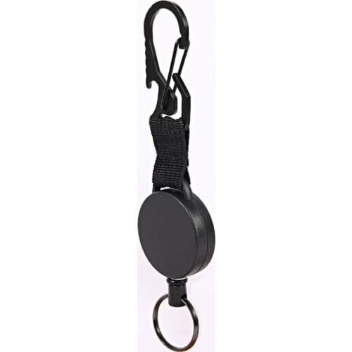 60cm Badge Reel Retractable Recoil Anti Lost Ski Pass ID Card Holder Key Ring Steel Cord Black Wire Rope Keychain