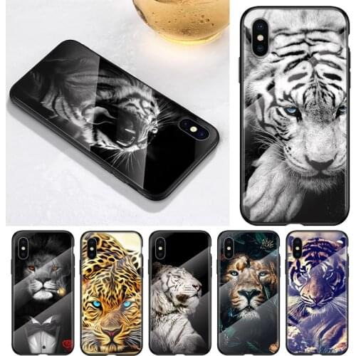 Tiger Lion Leopard African For Apple iPhone 12 11 8 7 6 6S XS XR SE X 2020 Pro Max Mini Plus Tempered Glass Phone Case