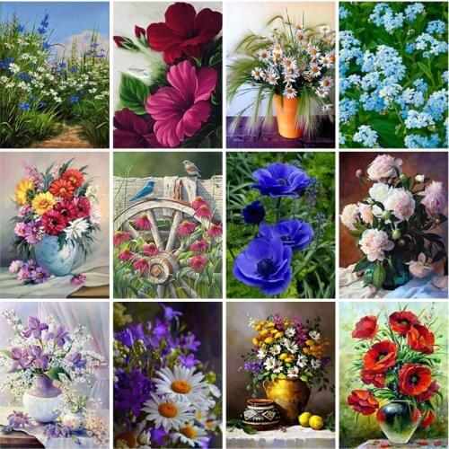 Diy Flower 5D Diamond Painting Full Square Drill Cross Stitch Rhinestone Mosaic Floral Diamond Embroidery Mosaic Home Decor
