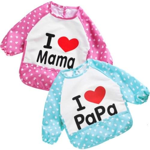 Baby Kids Bibs Toddlers boy girls Feeding baberos lunch letter Smock dinner Train babador love Apron Waterproof children