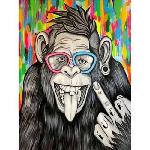 DIY Painting By Numbers Funny Monkey Kit Coloring By Numbers Animal Wall Art Picture Acrylic Canvas Paintings Home Decoration