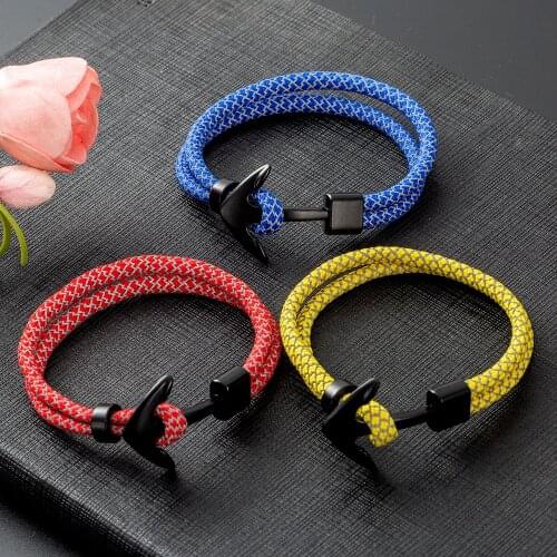 Eif Dock 2020 Anchor Leather Bracelet For Men Vintage Nylon Rope Chain Men Bracelet Jewelry Gift Hombre Pulsera Dropshipping