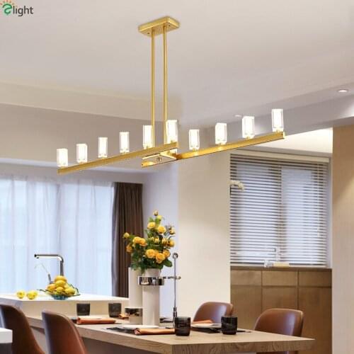 Postmodern Lustre Crystal Led Chandeliers Lighting Dining Room Copper Metal Led Pendant Chandelier Lights Hanging Lamp Fixtures