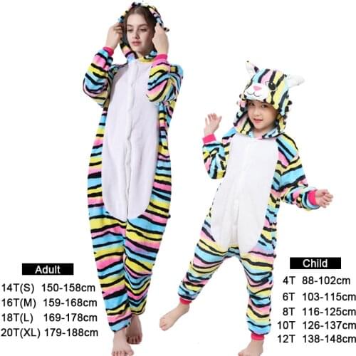 Kigurumi Cat Onesies For Kids Pajamas Winter Unicorn Sleepwear Childrens Pyjamas Kids Boy Girl Panda Cosplay Overalls