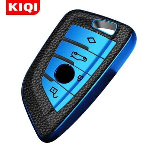 KIQI TPU Leather Car Key Holder Case Cover Protector for BMW X1 X3 X5 X6 1 2 5 7 Series F15 F16 E53 E70 E39 F10 F30 G30