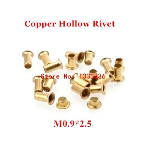 1000pcs M0.9*2.5 Copper Hollow Rivet 0.9mm Double-sided circuit board PCB vias nails / copper corn