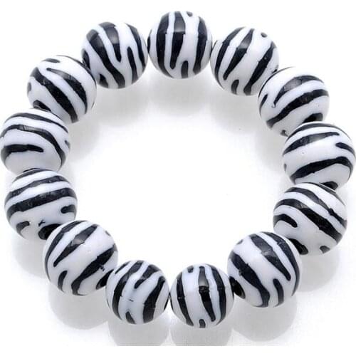 Fashion round diy resin Zebra Stripe loose black/white beads 10/12mm 100 pieces nb223