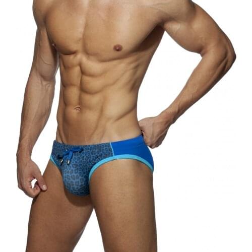 Mens Swimwear Swiming Trunks Sexy Low Waist Briefs Leopard Print Push Pad Swimsuit Bikini Underwear Pool Swimming Beach Shorts