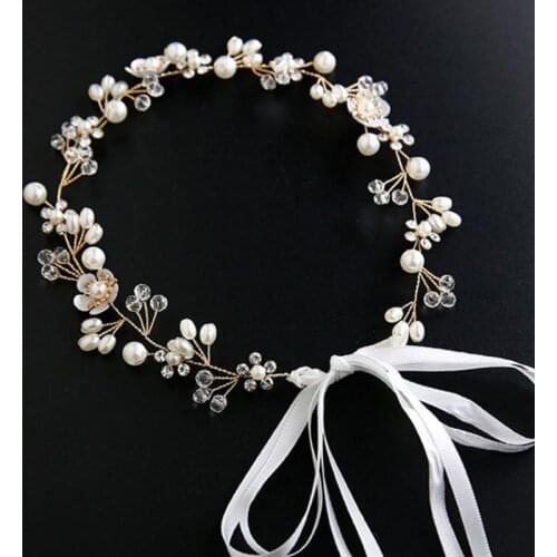 Charm Women Bride Headdress Flowers Handmade Beaded Bridal Wedding Headwear Ornaments Headband Hair Strap Jewelry C1FE