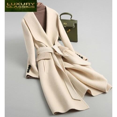 Coats Autumn Winter Women Long Wool Coat Female Woolen Jackets Office Ladies Elegant Clothes Spring Abrigos Mujer LWL1291