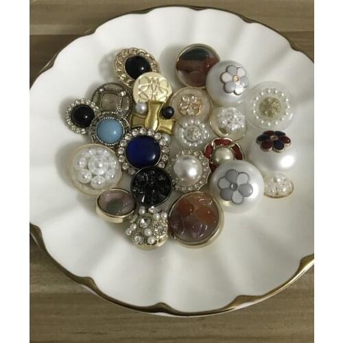 POVUOP big metal button crystal pearl button for Clothing 10 pieces 1 lot