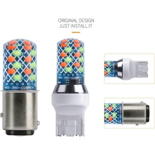 DHL 200Pcs Auto Interior Car Rgb LED Car Dome Atmospheric Light 12v Super Bright Bulb Car Internal Remote Control T10 6SMD 5050