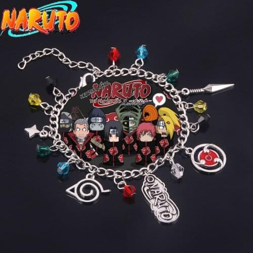RJ Anime Bracelet Woman Man Sharingan Konohagakure Logo Pendant Bracelets Ninja Cosplay Props Bangles Jewelry Fans Gift