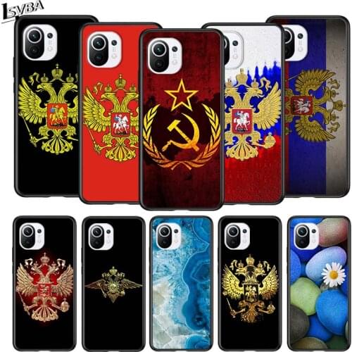 Russia Flag national emblem for Xiaomi Mi 11 10T Note10 Ultra 5G 9 9T SE 8 A3 A2 A1 6X Pro Play F1 Lite 5G Black Phone Case