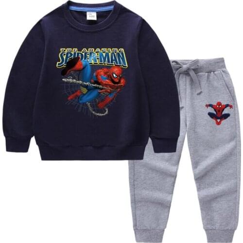 Girls Cartoon Spiderman Suits Clothes Children Fashion Hooded+Pants 2Pcs Sets Kids Girl Sweatshirts Tracksuits Clothing