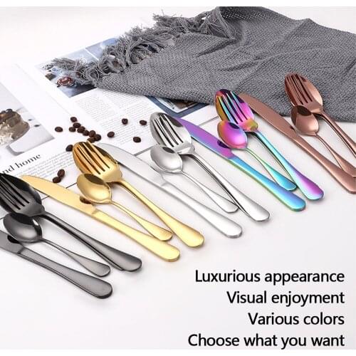 Creativity Rainbow Knife and Fork Spoon Family Restaurant Multifunctional Tableware Package Stainless Steel Travel Cutlery Set