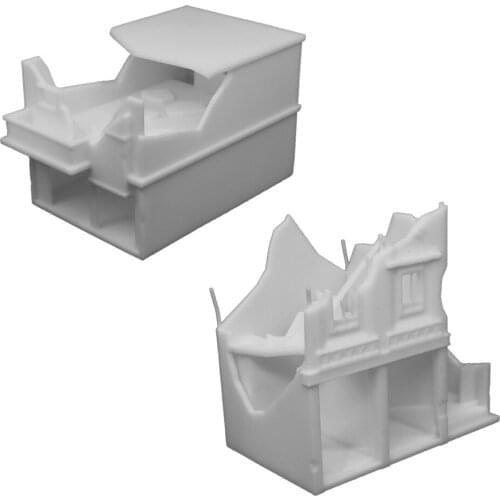 Outland Models Railway Scenery Building Damaged City House Set B 1:87 HO Scale